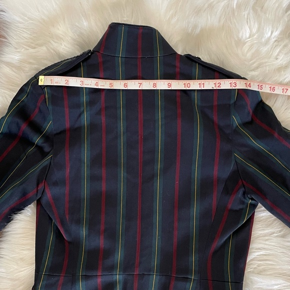 Shanghai Tang SIZE 2 (XS) Stripe Mandarin Blazer Jacket Navy - Picture 17 of 17